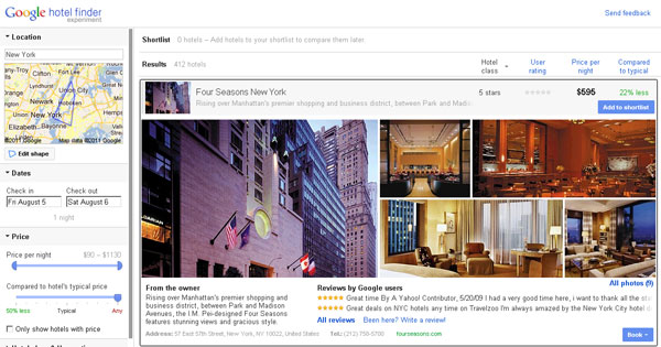 Cercare un Hotel con Google Finder
